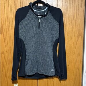 Adidas women's L 1/4 zip textured long sleeve athletic top collared